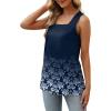 imageXIEERDUO Summer Tank Tops for Women Square Neck Loose Fit Casual Fashion Flowy Sleeveless01bdeep Blue Floral