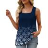 imageXIEERDUO Summer Tank Tops for Women Square Neck Loose Fit Casual Fashion Flowy Sleeveless01bdeep Blue Floral