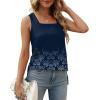 imageXIEERDUO Summer Tank Tops for Women Square Neck Loose Fit Casual Fashion Flowy Sleeveless01bdeep Blue Floral