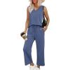 imageXIEERDUO Two Piece Sets for Women Summer Vacation Travel Outfits V Neck Lounge Matching SetsDusty Dusty Blue