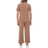 imageXIEERDUO Womens 2 Piece Lounge Set Fashion Travel Outfits Vacation Tracksuit Comfy Wide Leg Airport Loungewear S3XLBrown