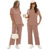 imageXIEERDUO Womens 2 Piece Lounge Set Fashion Travel Outfits Vacation Tracksuit Comfy Wide Leg Airport Loungewear S3XLBrown