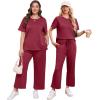 imageXIEERDUO Womens 2 Piece Lounge Set Fashion Travel Outfits Vacation Tracksuit Comfy Wide Leg Airport Loungewear S3XLRed