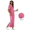 imageXIEERDUO Womens 2 Piece Lounge Set Fashion Travel Outfits Vacation Tracksuit Comfy Wide Leg Airport Loungewear S3XLStripe Pink