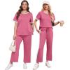 imageXIEERDUO Womens 2 Piece Lounge Set Fashion Travel Outfits Vacation Tracksuit Comfy Wide Leg Airport Loungewear S3XLStripe Pink