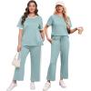 imageXIEERDUO Womens 2 Piece Lounge Set Fashion Travel Outfits Vacation Tracksuit Comfy Wide Leg Airport Loungewear S3XLStripe Turquoise
