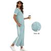 imageXIEERDUO Womens 2 Piece Lounge Set Fashion Travel Outfits Vacation Tracksuit Comfy Wide Leg Airport Loungewear S3XLStripe Turquoise