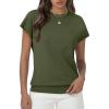 imageWomens Tops Summer Sweaters Short Sleeve Shirts Dressy Casual Basic Casual Cap Sleeve Tops Beach Vacation ClothesOlive Green