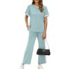 imageXIEERDUO Womens 2 Piece Lounge Set Fashion Travel Outfits Vacation Tracksuit Comfy Wide Leg Airport Loungewear S3XLStripe Turquoise