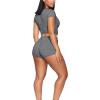 imageXIEERDUO Two Piece Outfits for Women Short Sleeve Round Neck Summer Crop Tops2grey