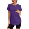 imageWomens Workout Tops Short Sleeve Shirts with Sun Protection Trendy Spring Summer Outfits S3XL10 Purple