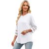 imageXIEERDUO 34 Length Sleeve Womens Tops and Blouses Dressy Casual Crewneck T Shirts Fashion Clothes Loose Fit TrendyAll White