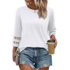 imageXIEERDUO 34 Length Sleeve Womens Tops and Blouses Dressy Casual Crewneck T Shirts Fashion Clothes Loose Fit TrendyAll White