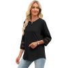 imageXIEERDUO 34 Length Sleeve Womens Tops and Blouses Dressy Casual Crewneck T Shirts Fashion Clothes Loose Fit TrendyBlack