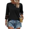 imageXIEERDUO 34 Length Sleeve Womens Tops and Blouses Dressy Casual Crewneck T Shirts Fashion Clothes Loose Fit TrendyBlack
