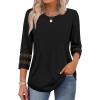 imageXIEERDUO 34 Length Sleeve Womens Tops and Blouses Dressy Casual Crewneck T Shirts Fashion Clothes Loose Fit TrendyBlack