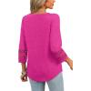 imageXIEERDUO 34 Length Sleeve Womens Tops and Blouses Dressy Casual Crewneck T Shirts Fashion Clothes Loose Fit TrendyHot Pink