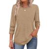 imageXIEERDUO 34 Length Sleeve Womens Tops and Blouses Dressy Casual Crewneck T Shirts Fashion Clothes Loose Fit TrendyKhaki