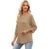 imageXIEERDUO 34 Length Sleeve Womens Tops and Blouses Dressy Casual Crewneck T Shirts Fashion Clothes Loose Fit TrendyKhaki