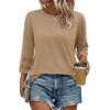 imageXIEERDUO 34 Length Sleeve Womens Tops and Blouses Dressy Casual Crewneck T Shirts Fashion Clothes Loose Fit TrendyKhaki