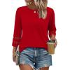imageXIEERDUO 34 Length Sleeve Womens Tops and Blouses Dressy Casual Crewneck T Shirts Fashion Clothes Loose Fit TrendyRed