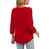 imageXIEERDUO 34 Length Sleeve Womens Tops and Blouses Dressy Casual Crewneck T Shirts Fashion Clothes Loose Fit TrendyRed