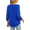 imageXIEERDUO 34 Length Sleeve Womens Tops and Blouses Dressy Casual Crewneck T Shirts Fashion Clothes Loose Fit TrendyRoyal Blue