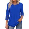 imageXIEERDUO 34 Length Sleeve Womens Tops and Blouses Dressy Casual Crewneck T Shirts Fashion Clothes Loose Fit TrendyRoyal Blue