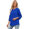 imageXIEERDUO 34 Length Sleeve Womens Tops and Blouses Dressy Casual Crewneck T Shirts Fashion Clothes Loose Fit TrendyRoyal Blue