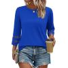 imageXIEERDUO 34 Length Sleeve Womens Tops and Blouses Dressy Casual Crewneck T Shirts Fashion Clothes Loose Fit TrendyRoyal Blue