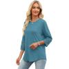 imageXIEERDUO 34 Length Sleeve Womens Tops and Blouses Dressy Casual Crewneck T Shirts Fashion Clothes Loose Fit TrendyTurquoise