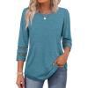imageXIEERDUO 34 Length Sleeve Womens Tops and Blouses Dressy Casual Crewneck T Shirts Fashion Clothes Loose Fit TrendyTurquoise