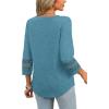 imageXIEERDUO 34 Length Sleeve Womens Tops and Blouses Dressy Casual Crewneck T Shirts Fashion Clothes Loose Fit TrendyTurquoise