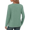 imageXIEERDUO Long Sleeve Shirts for Women V Neck Fall Tops Basic Tunic Tops Loose Fit Dressy 2025Blue Green