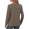 imageXIEERDUO Long Sleeve Shirts for Women V Neck Fall Tops Basic Tunic Tops Loose Fit Dressy 2025Coffee
