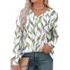 imageXIEERDUO Long Sleeve Shirts for Women V Neck Fall Tops Basic Tunic Tops Loose Fit Dressy 2025Patternedwhite Print