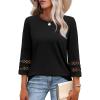 imageXIEERDUO 34 Length Sleeve Womens Tops and Blouses Dressy Casual Crewneck T Shirts Fashion Clothes Loose Fit TrendyBlack