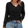 imageXIEERDUO Long Sleeve Shirt for Women Fall Outfits 2025 Dressy Casual Fashion Clothing V Neck Tunic Tops with ButtonBlack