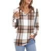 imageXIEERDUO Long Sleeve Shirt for Women Fall Outfits 2025 Dressy Casual Fashion Clothing V Neck Tunic Tops with ButtonGrid