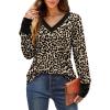 imageXIEERDUO Long Sleeve Shirt for Women Fall Outfits 2025 Dressy Casual Fashion Clothing V Neck Tunic Tops with ButtonLeopard