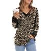 imageXIEERDUO Long Sleeve Shirt for Women Fall Outfits 2025 Dressy Casual Fashion Clothing V Neck Tunic Tops with ButtonLeopard