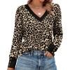 imageXIEERDUO Long Sleeve Shirt for Women Fall Outfits 2025 Dressy Casual Fashion Clothing V Neck Tunic Tops with ButtonLeopard
