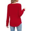 imageXIEERDUO Long Sleeve Shirt for Women Fall Outfits 2025 Dressy Casual Fashion Clothing V Neck Tunic Tops with ButtonRed