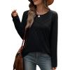 imageXIEERDUO Long Sleeve Shirts for Women Business Casual Tops Trendy Crewneck Fall T Shirts Pleated Loose FitBlack