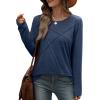 imageXIEERDUO Long Sleeve Shirts for Women Business Casual Tops Trendy Crewneck Fall T Shirts Pleated Loose FitBlue
