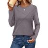 imageXIEERDUO Long Sleeve Shirts for Women Business Casual Tops Trendy Crewneck Fall T Shirts Pleated Loose FitCoffee Grey