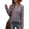 imageXIEERDUO Long Sleeve Shirts for Women Business Casual Tops Trendy Crewneck Fall T Shirts Pleated Loose FitCoffee Grey