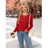imageXIEERDUO Long Sleeve Shirts for Women Business Casual Tops Trendy Crewneck Fall T Shirts Pleated Loose FitRed