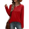 imageXIEERDUO Long Sleeve Shirts for Women Business Casual Tops Trendy Crewneck Fall T Shirts Pleated Loose FitRed