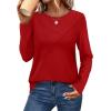 imageXIEERDUO Long Sleeve Shirts for Women Business Casual Tops Trendy Crewneck Fall T Shirts Pleated Loose FitRoyal Blue